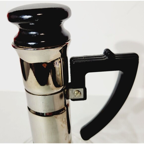 Vtg Glass Carafe Coffee Pot Hand Blown Bakelite Handle Round 8 Cup MCM Retro - Picture 11 of 13